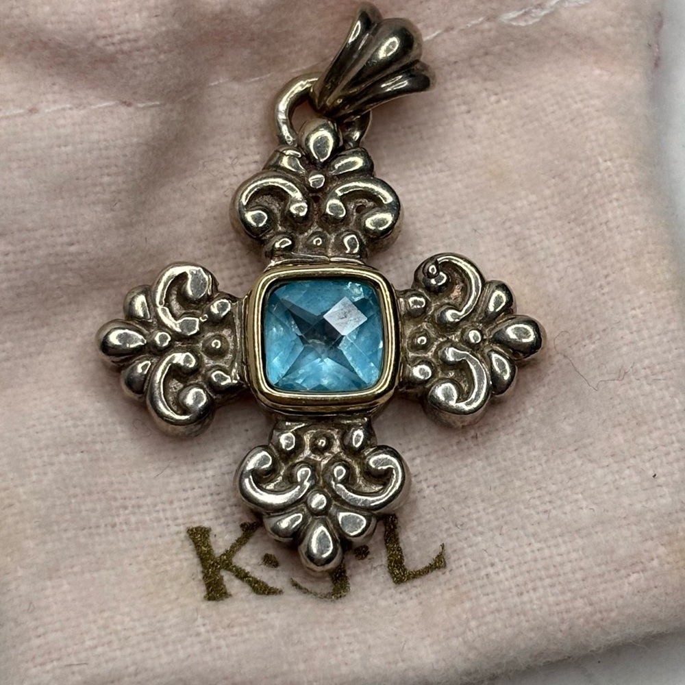 KJL Kenneth Jay Lane Couture Sterling 18K Gold Maltese Cross Necklace Pendant